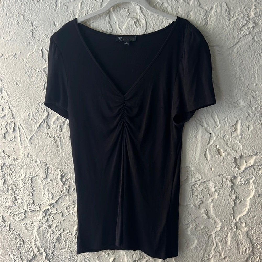 Puffer Sleeve Black Blouse